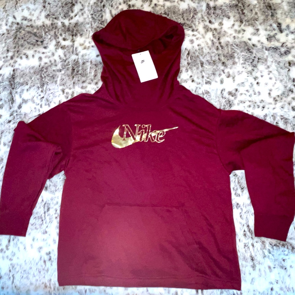 relaxed maroon nike hoodie